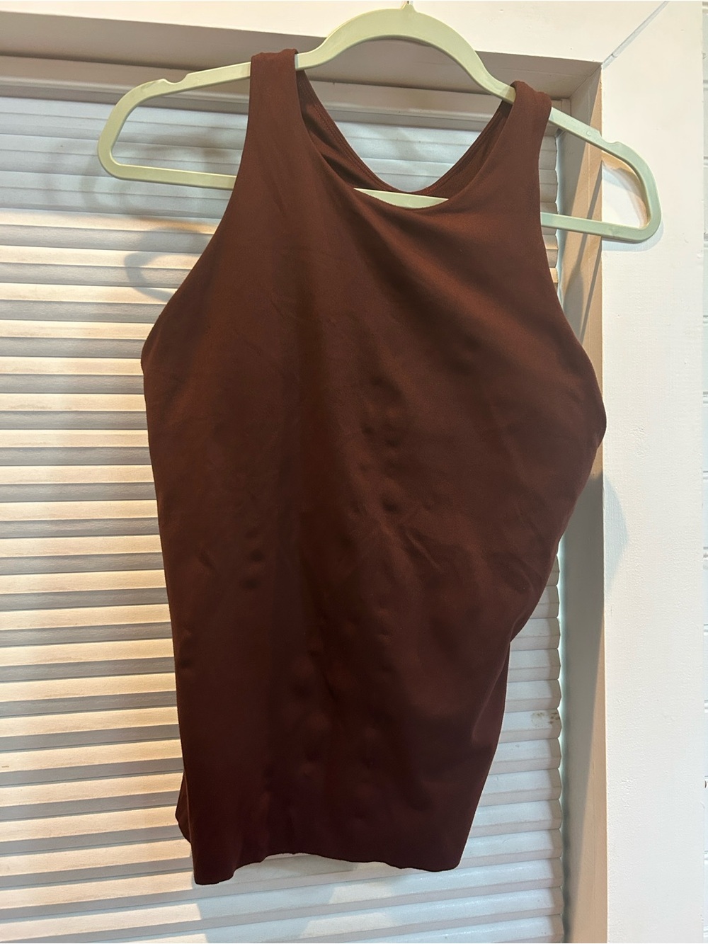 Custom Dyed CRZ Yoga Butterluxe Tank Chocolate Brown Contrasting Red Stitches